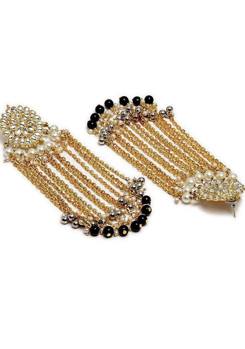 Gold-Plated Black Contemporary Drop Earrings for Women | Stylish Party & Everyday Wear | Gift for Her - Indya