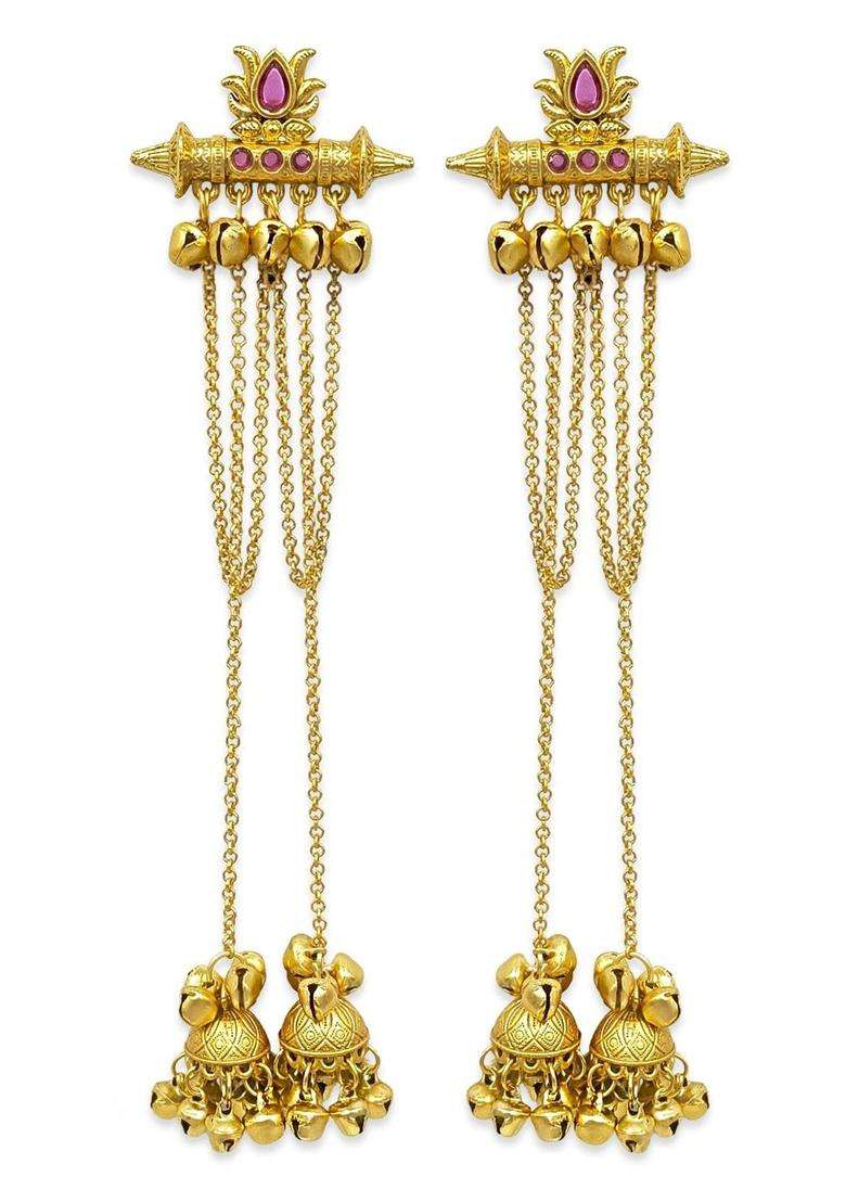 Gold-Plated Circular Drop Earrings for Women | Traditional Ethnic Jewellery for Wedding & Festive Wear | Gift for Her - Indya
