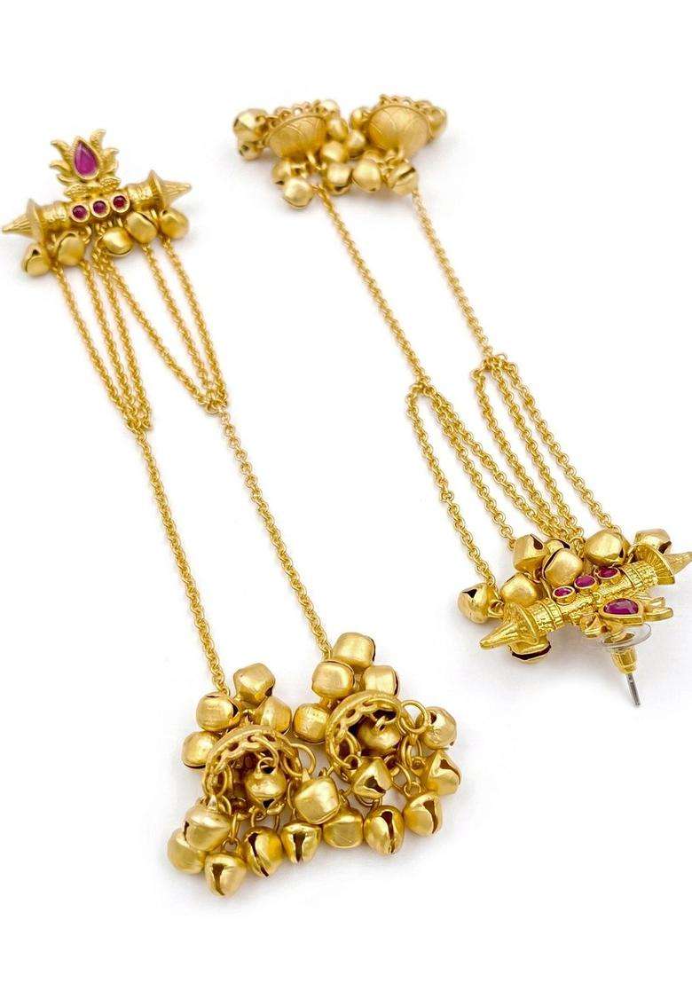 Gold-Plated Circular Drop Earrings for Women | Traditional Ethnic Jewellery for Wedding & Festive Wear | Gift for Her - Indya