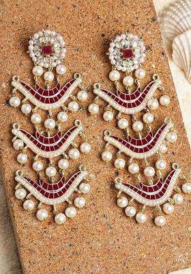 Gold-Plated Contemporary Kundan Drop Earrings for Women | Traditional Ethnic Jewellery for Wedding & Festive Wear | Gift for Her