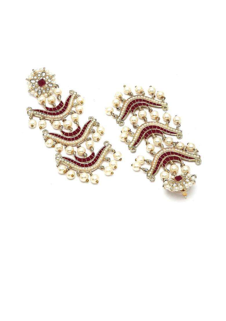 Gold-Plated Contemporary Kundan Drop Earrings for Women | Traditional Ethnic Jewellery for Wedding & Festive Wear | Gift for Her - Indya