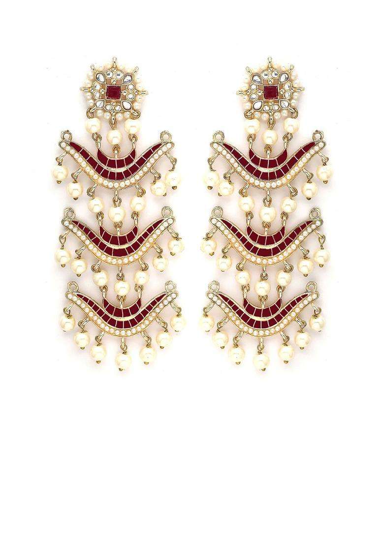 Gold-Plated Contemporary Kundan Drop Earrings for Women | Traditional Ethnic Jewellery for Wedding & Festive Wear | Gift for Her - Indya