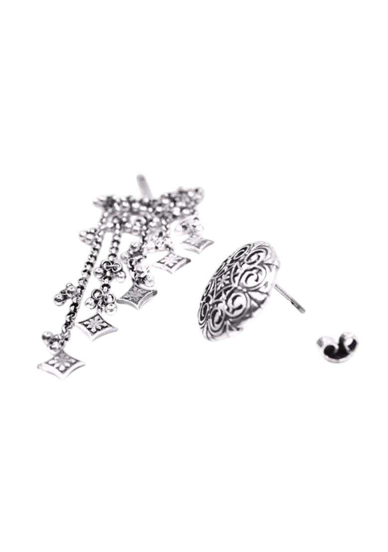 925 Sterling Silver-Plated Artificial Beads Beaded Thar Dhora Bhujali Drop Earrings for Women | Traditional Ethnic Jewellery for Wedding & Festive Wear | Gift for Her - Indya