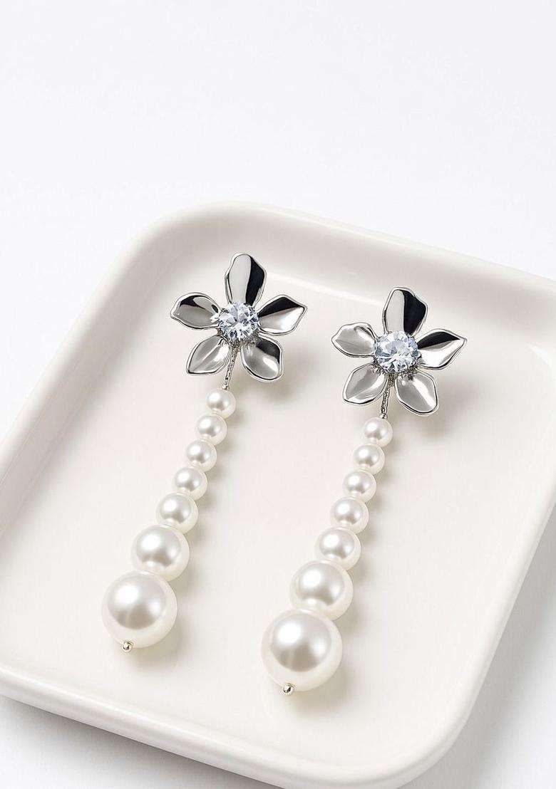 Silver-Plated Diamond Shaped Drop Earrings with CZ Stone for Women | Stylish Party & Everyday Wear | Gift for Her - Indya
