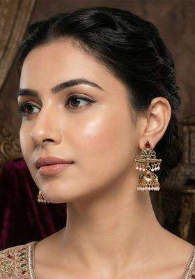 Gold-Plated Geometric Jhumkas Earrings for Women | Traditional Ethnic Jewellery for Wedding & Festive Wear | Gift for Her