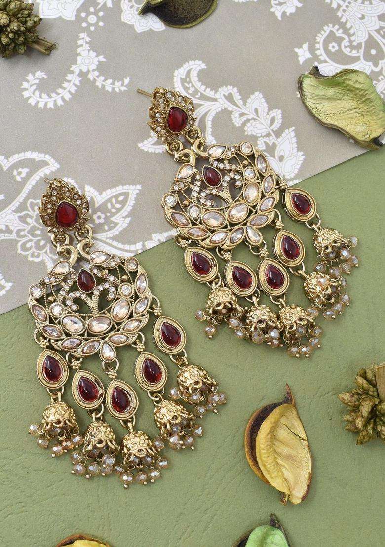 Gold-Plated Contemporary Drop Earrings for Women | Traditional Ethnic Jewellery for Wedding & Festive Wear | Gift for Her - Indya