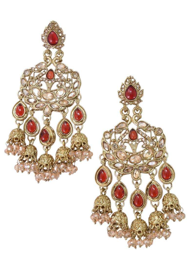 Gold-Plated Contemporary Drop Earrings for Women | Traditional Ethnic Jewellery for Wedding & Festive Wear | Gift for Her - Indya