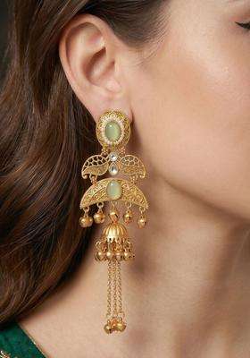 Gold-Plated Geometric Jhumkas Earrings for Women | Traditional Ethnic Jewellery for Wedding & Festive Wear | Gift for Her