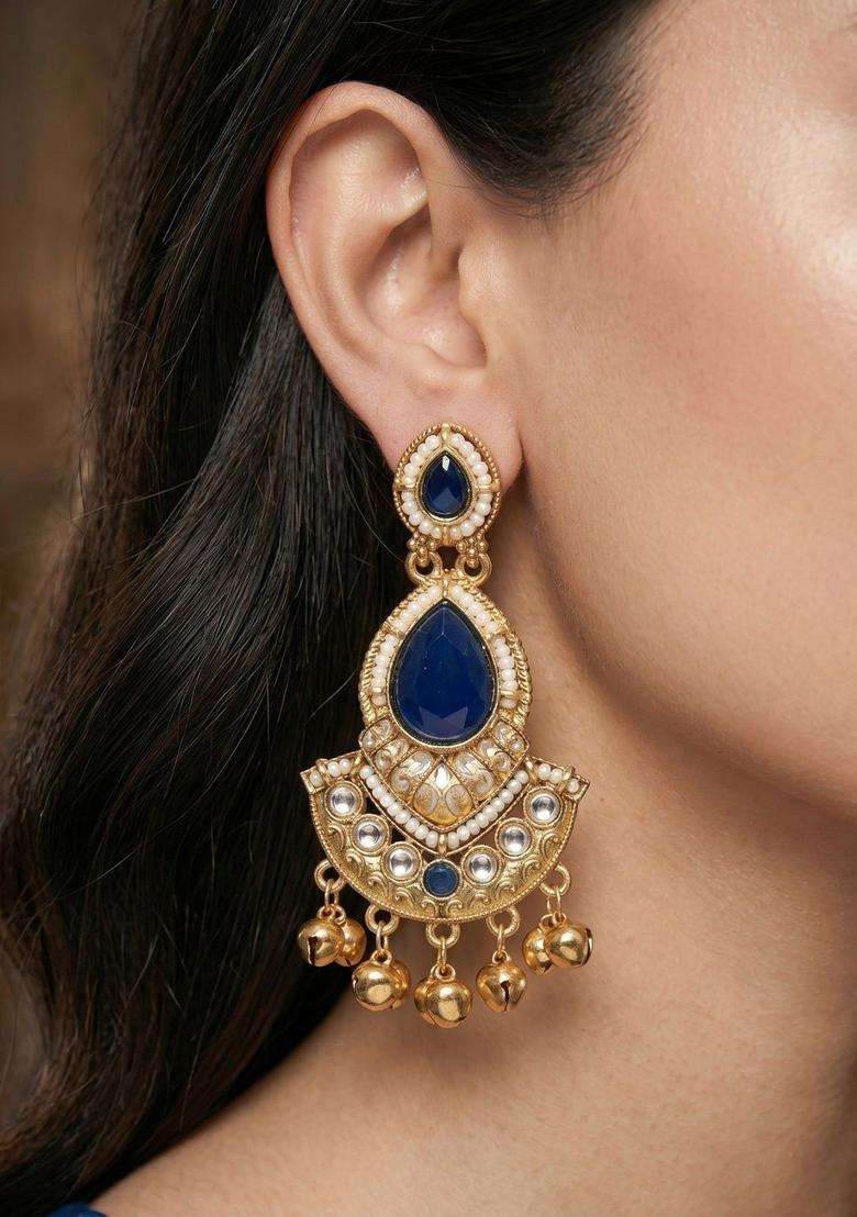 Gold-Plated Contemporary Drop Earrings for Women | Traditional Ethnic Jewellery for Wedding & Festive Wear | Gift for Her - Indya