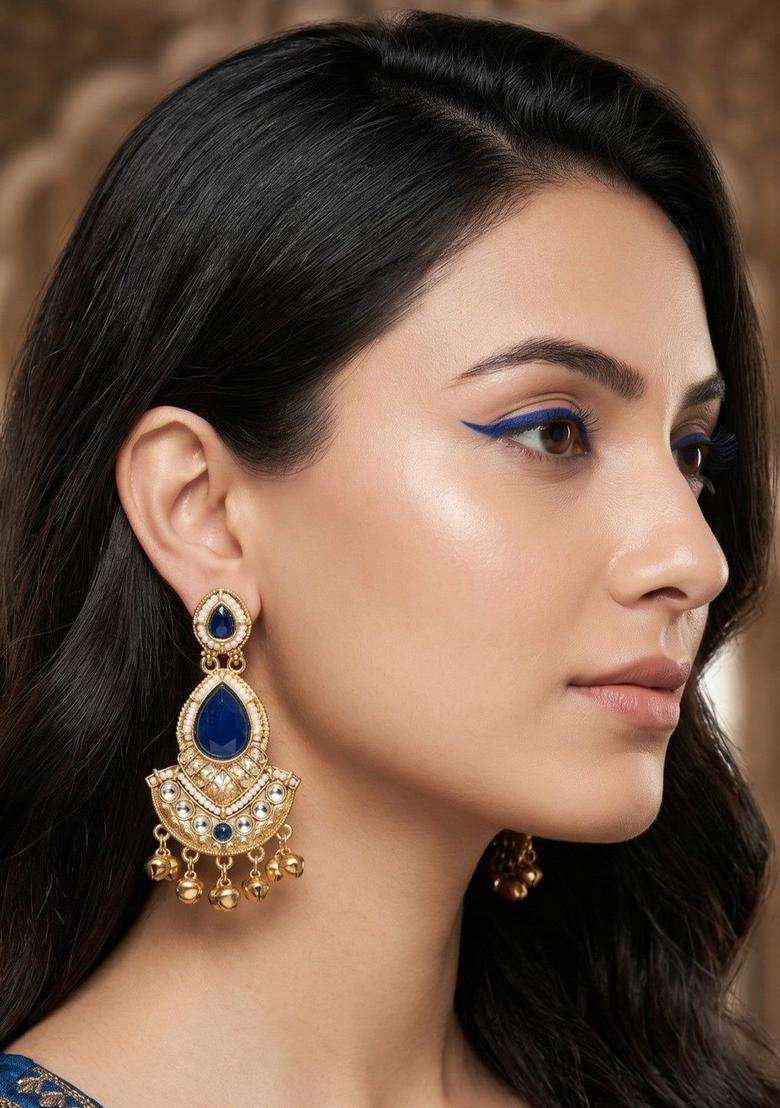 Gold-Plated Contemporary Drop Earrings for Women | Traditional Ethnic Jewellery for Wedding & Festive Wear | Gift for Her - Indya