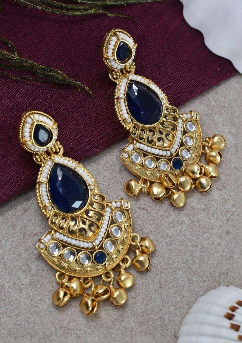 Gold-Plated Contemporary Drop Earrings for Women | Traditional Ethnic Jewellery for Wedding & Festive Wear | Gift for Her - Indya