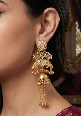 Gold-Plated Geometric Jhumkas Earrings for Women | Traditional Ethnic Jewellery for Wedding & Festive Wear | Gift for Her