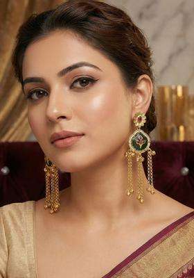 Gold-Plated Floral Drop Earrings for Women | Traditional Ethnic Jewellery for Wedding & Festive Wear | Gift for Her