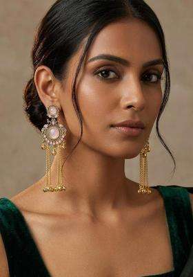 Gold-Plated Geometric Drop Earrings for Women | Traditional Ethnic Jewellery for Wedding & Festive Wear | Gift for Her