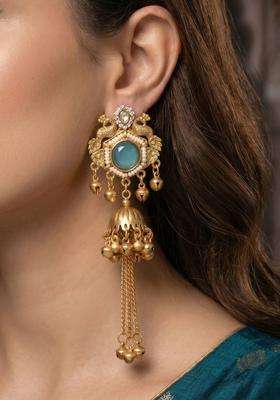 Gold-Plated Geometric Jhumkas Earrings for Women | Traditional Ethnic Jewellery for Wedding & Festive Wear | Gift for Her