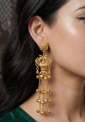 Gold-Plated Contemporary Drop Earrings for Women | Traditional Ethnic Jewellery for Wedding & Festive Wear | Gift for Her
