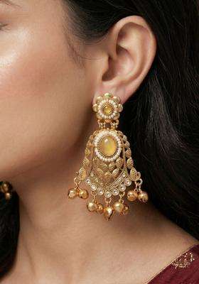 Gold-Plated Floral Drop Earrings for Women | Traditional Ethnic Jewellery for Wedding & Festive Wear | Gift for Her