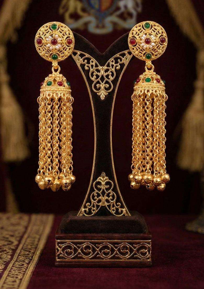 Gold-Plated Jhumkas Earrings for Women | Traditional Ethnic Jewellery for Wedding & Festive Wear | Gift for Her - Indya
