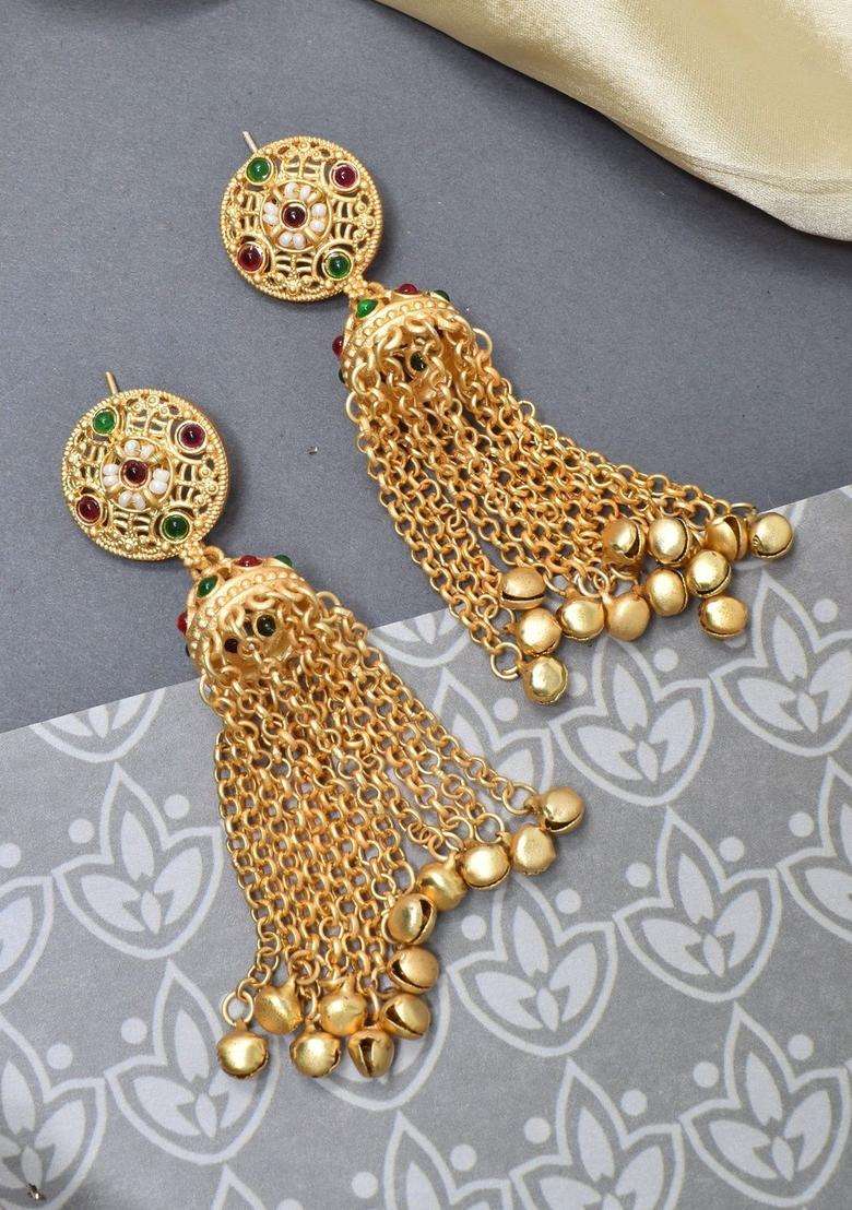 Gold-Plated Jhumkas Earrings for Women | Traditional Ethnic Jewellery for Wedding & Festive Wear | Gift for Her - Indya