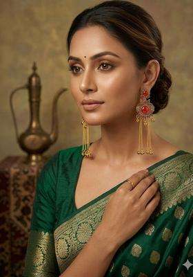 Gold-Plated Contemporary Drop Earrings for Women | Traditional Ethnic Jewellery for Wedding & Festive Wear | Gift for Her