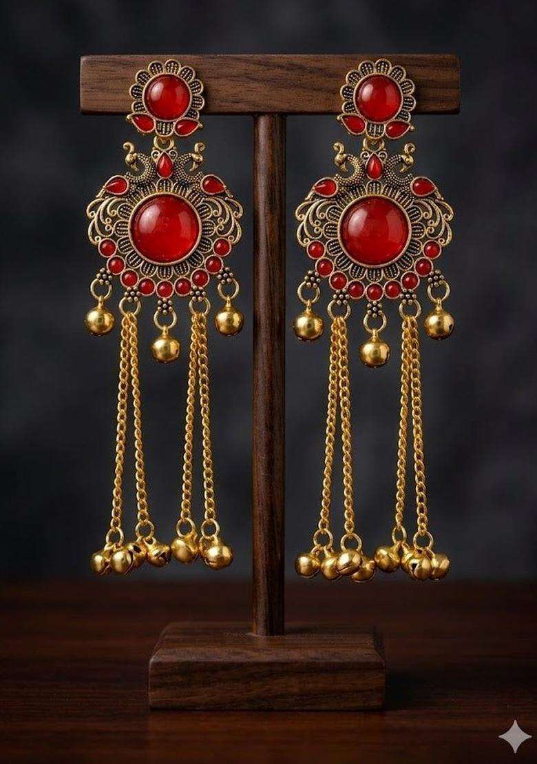 Gold-Plated Contemporary Drop Earrings for Women | Traditional Ethnic Jewellery for Wedding & Festive Wear | Gift for Her - Indya