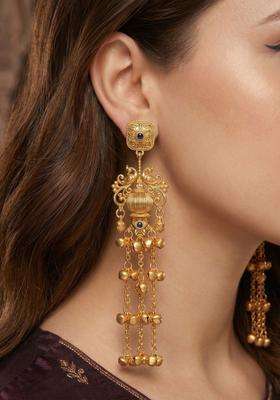Gold-Plated Contemporary Drop Earrings for Women | Traditional Ethnic Jewellery for Wedding & Festive Wear | Gift for Her