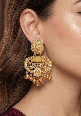 Gold-Plated Contemporary Drop Earrings for Women | Traditional Ethnic Jewellery for Wedding & Festive Wear | Gift for Her
