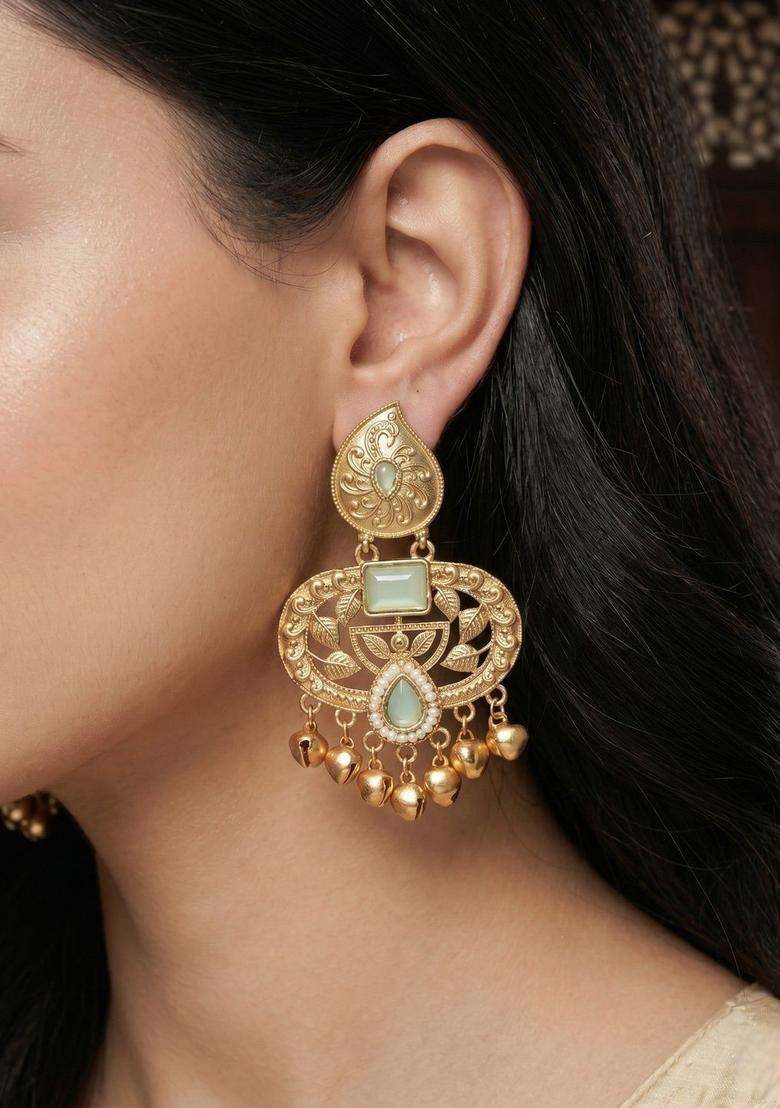 Gold-Plated Contemporary Drop Earrings for Women | Traditional Ethnic Jewellery for Wedding & Festive Wear | Gift for Her - Indya