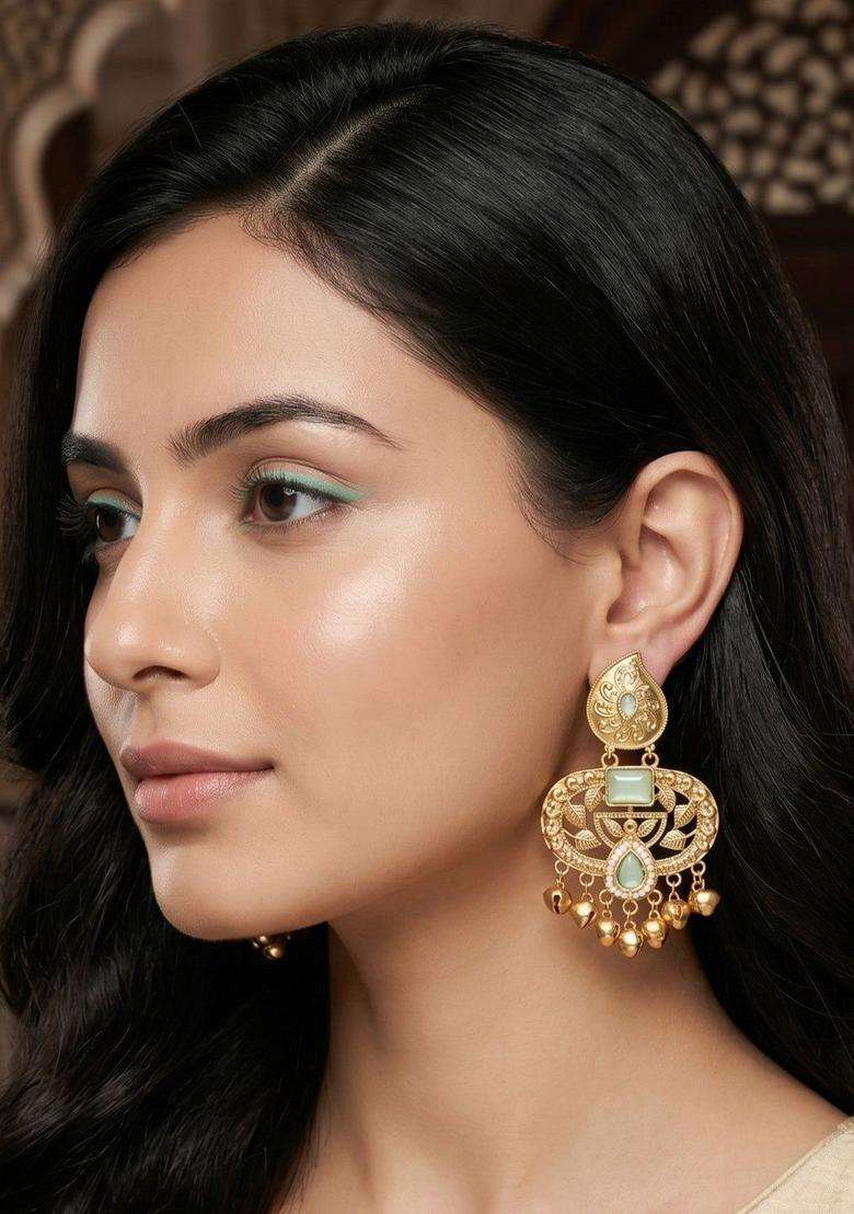 Gold-Plated Contemporary Drop Earrings for Women | Traditional Ethnic Jewellery for Wedding & Festive Wear | Gift for Her - Indya