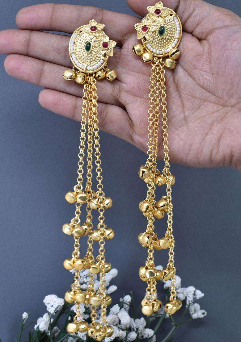 Gold-Plated Circular Drop Earrings for Women | Traditional Ethnic Jewellery for Wedding & Festive Wear | Gift for Her - Indya