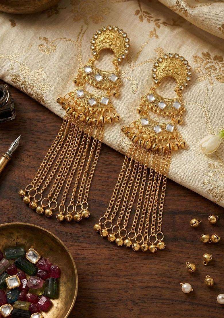 Gold-Plated Jhumkas Earrings for Women | Traditional Ethnic Jewellery for Wedding & Festive Wear | Gift for Her - Indya