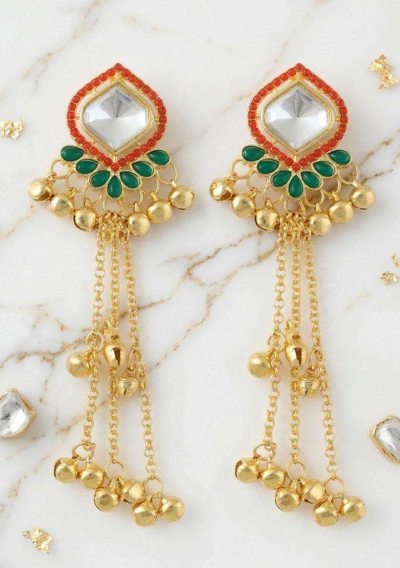 Gold-Plated Jhumkas Earrings for Women | Traditional Ethnic Jewellery for Wedding & Festive Wear | Gift for Her - Indya
