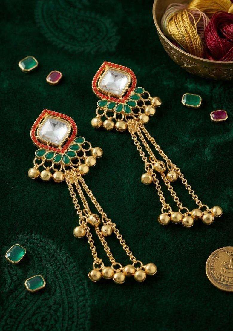 Gold-Plated Jhumkas Earrings for Women | Traditional Ethnic Jewellery for Wedding & Festive Wear | Gift for Her - Indya