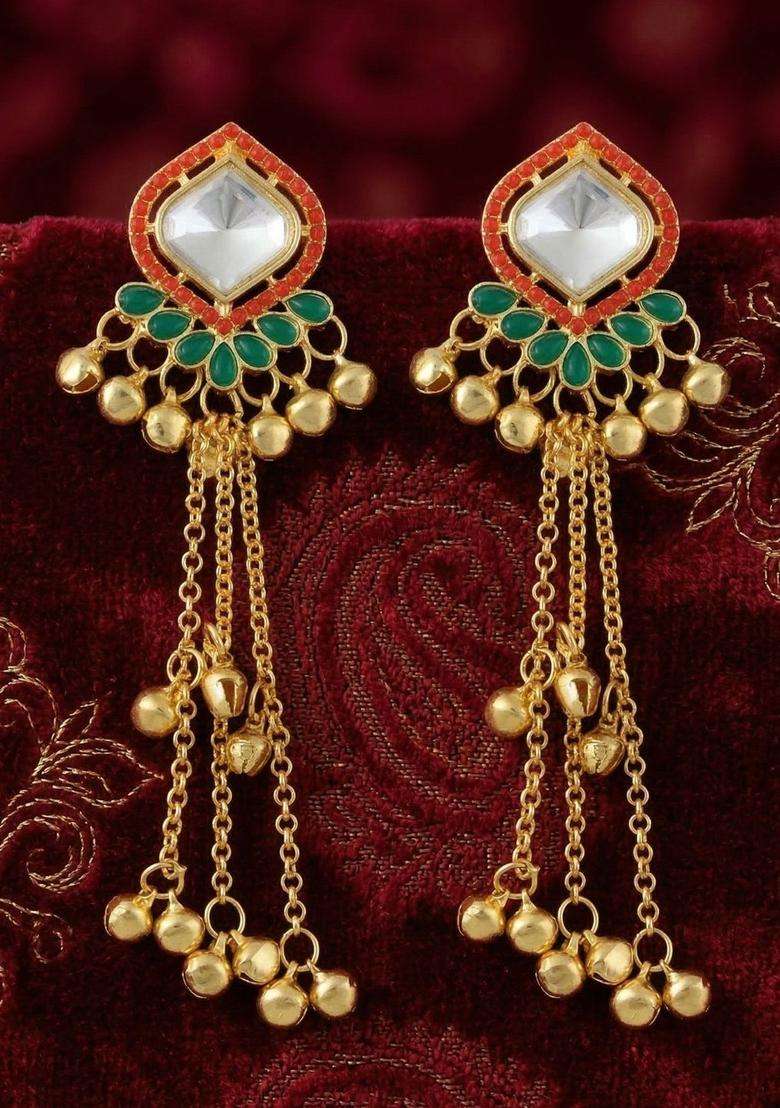 Gold-Plated Jhumkas Earrings for Women | Traditional Ethnic Jewellery for Wedding & Festive Wear | Gift for Her - Indya