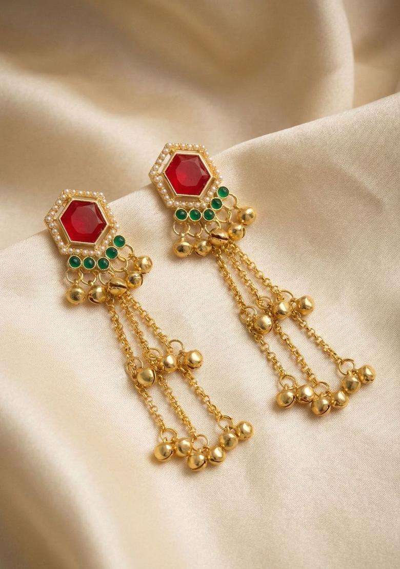 Gold-Plated Jhumkas Earrings for Women | Traditional Ethnic Jewellery for Wedding & Festive Wear | Gift for Her - Indya