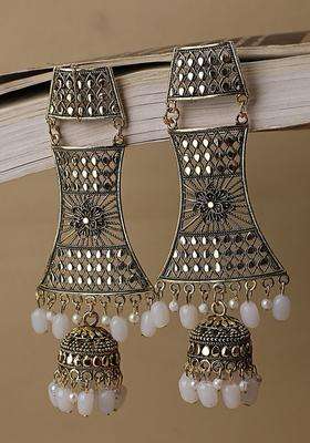 Gold-Plated Pearls Beaded Contemporary Drop Earrings for Women | Fusion Party & Festive Wear | Gift for Her