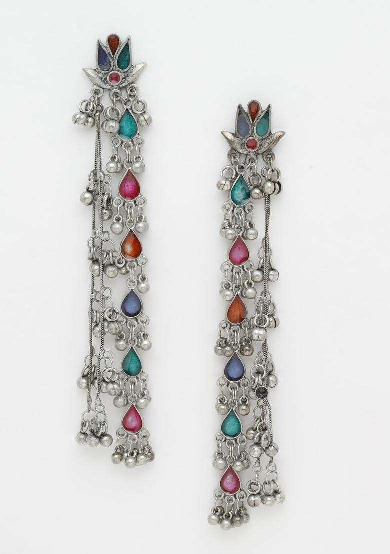 Silver-Plated Classic Drop Earrings for Women | Traditional Ethnic Jewellery for Wedding & Festive Wear | Gift for Her - Indya