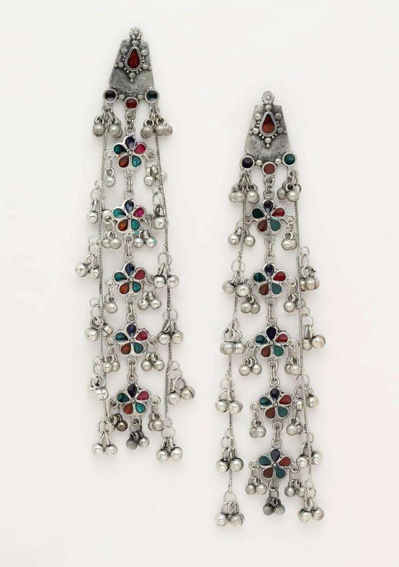 Silver-Plated Classic Drop Earrings for Women | Traditional Ethnic Jewellery for Wedding & Festive Wear | Gift for Her - Indya