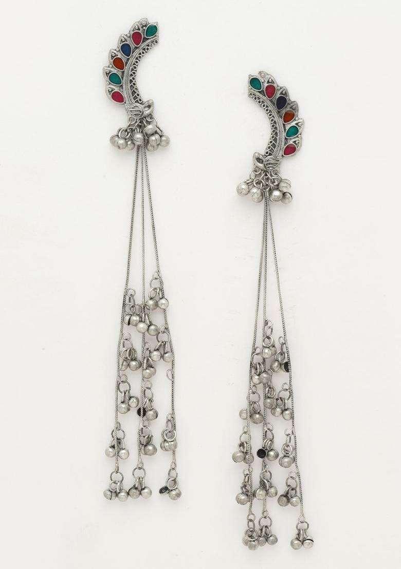 Silver-Plated Classic Drop Earrings for Women | Traditional Ethnic Jewellery for Wedding & Festive Wear | Gift for Her - Indya
