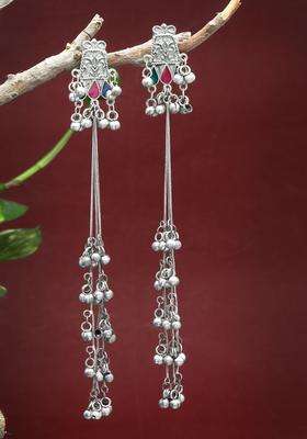 Silver-Plated Classic Drop Earrings for Women | Traditional Ethnic Jewellery for Wedding & Festive Wear | Gift for Her