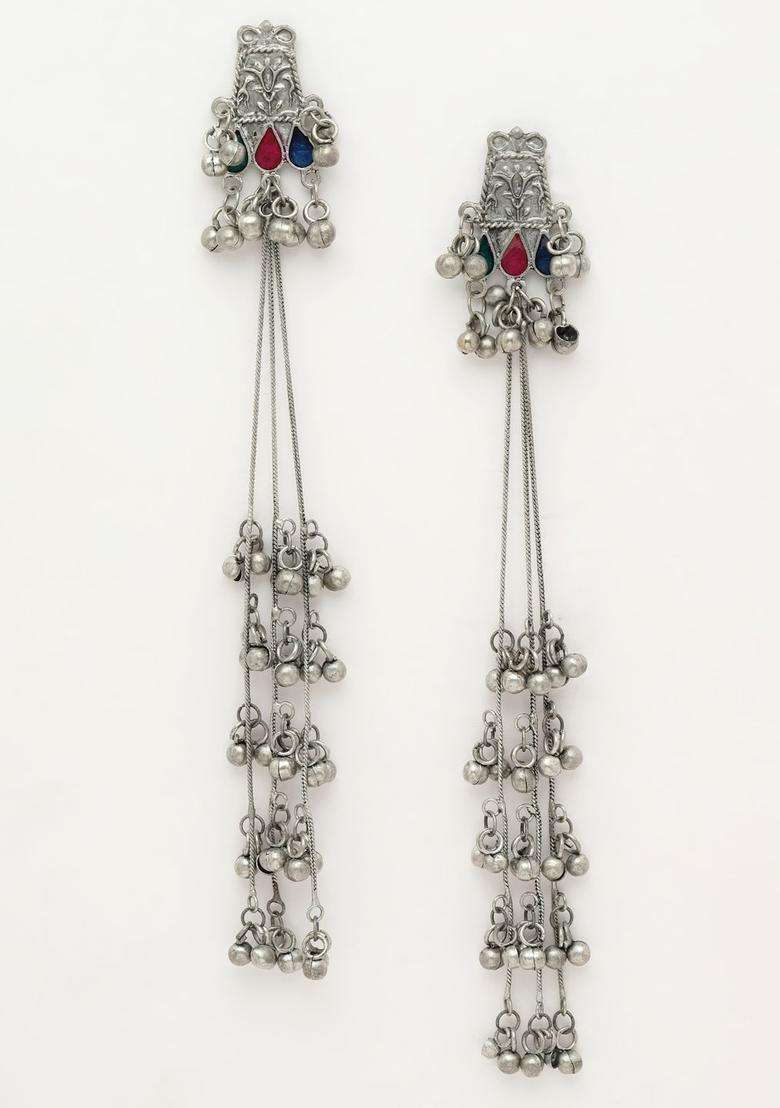 Silver-Plated Classic Drop Earrings for Women | Traditional Ethnic Jewellery for Wedding & Festive Wear | Gift for Her - Indya