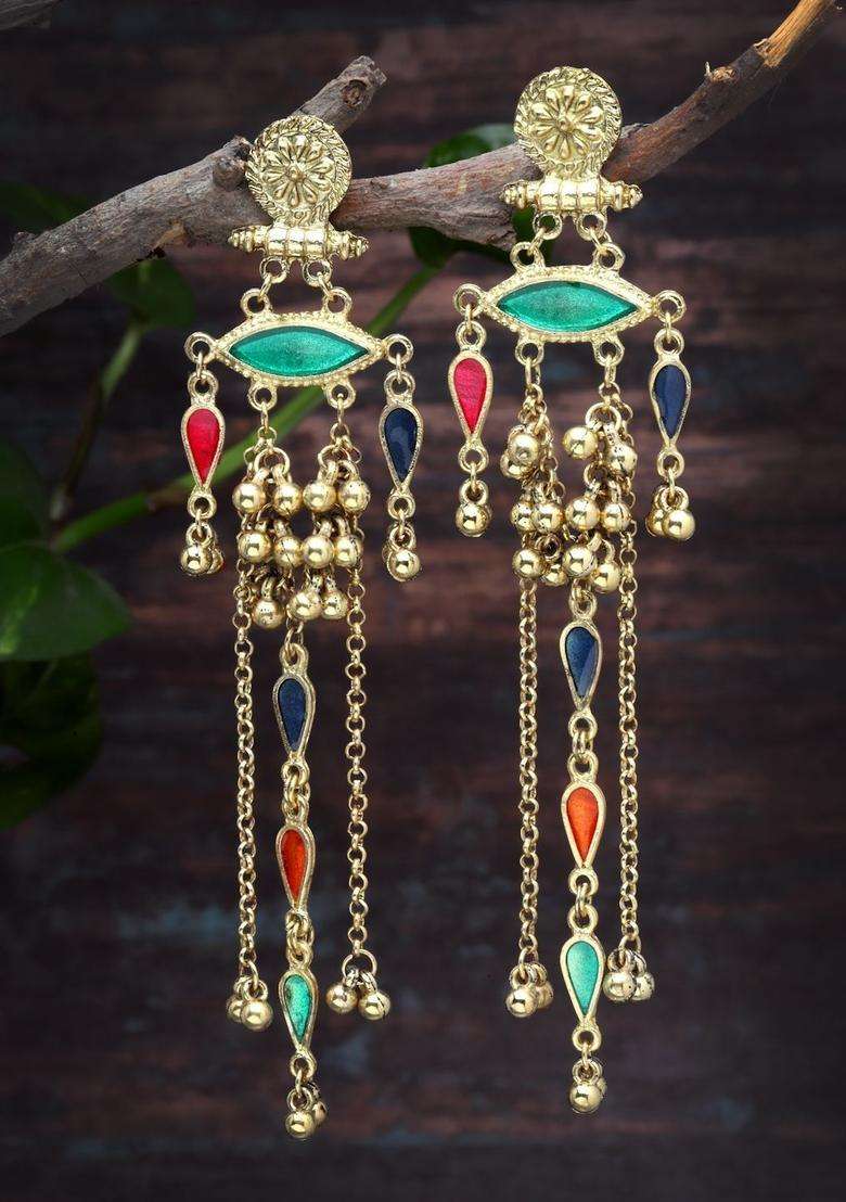 Gold-Plated Classic Drop Earrings for Women | Traditional Ethnic Jewellery for Wedding & Festive Wear | Gift for Her - Indya