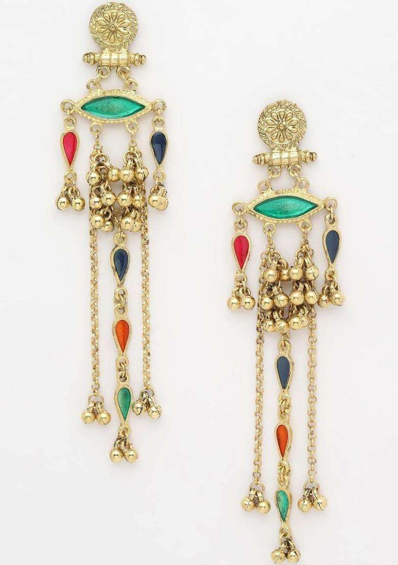 Gold-Plated Classic Drop Earrings for Women | Traditional Ethnic Jewellery for Wedding & Festive Wear | Gift for Her - Indya