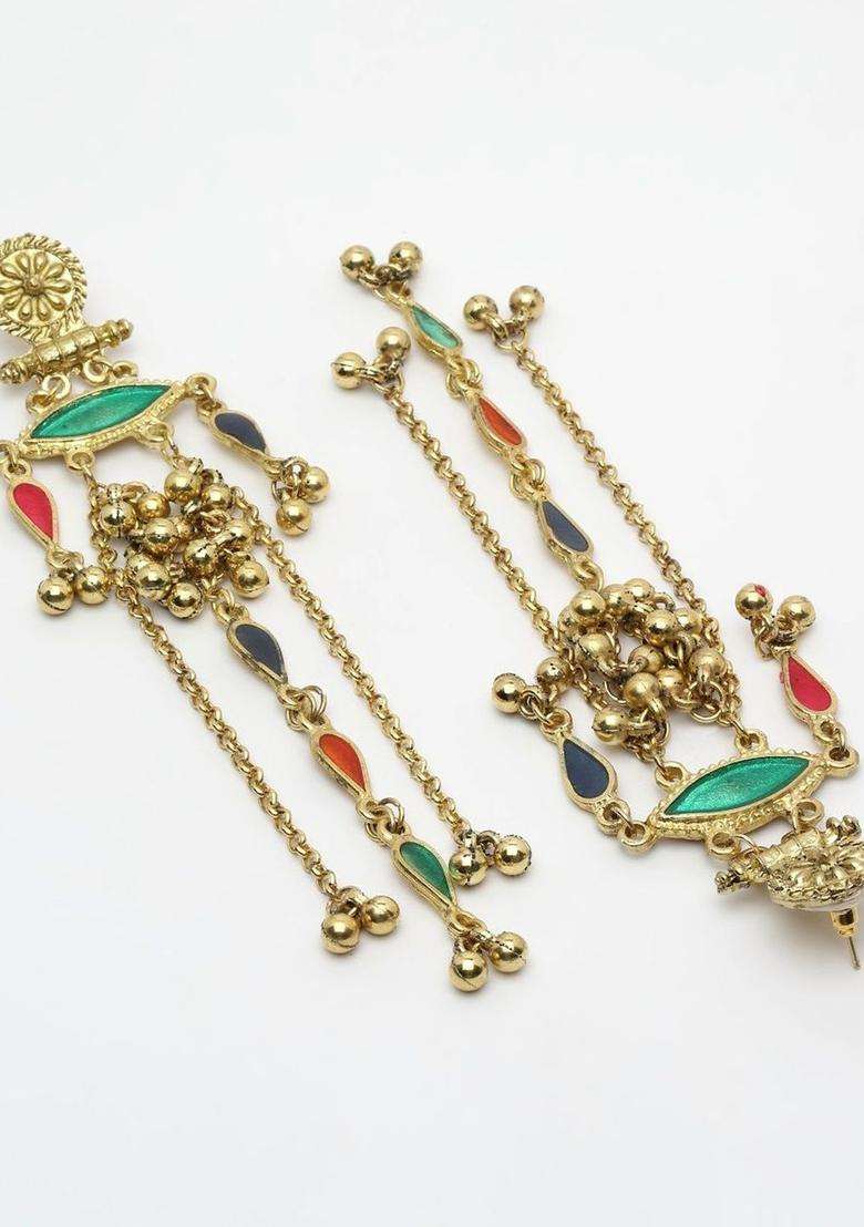 Gold-Plated Classic Drop Earrings for Women | Traditional Ethnic Jewellery for Wedding & Festive Wear | Gift for Her - Indya