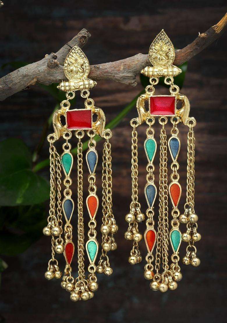 Gold-Plated Classic Drop Earrings for Women | Traditional Ethnic Jewellery for Wedding & Festive Wear | Gift for Her - Indya