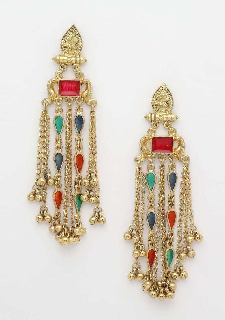 Gold-Plated Classic Drop Earrings for Women | Traditional Ethnic Jewellery for Wedding & Festive Wear | Gift for Her - Indya