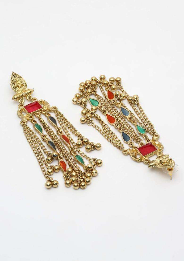 Gold-Plated Classic Drop Earrings for Women | Traditional Ethnic Jewellery for Wedding & Festive Wear | Gift for Her - Indya