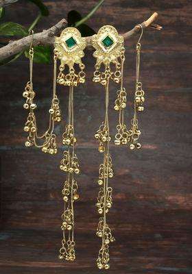Gold-Plated Classic Drop Earrings with Crystal for Women | Traditional Ethnic Jewellery for Wedding & Festive Wear | Gift for Her