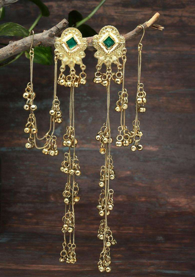 Gold-Plated Classic Drop Earrings with Crystal for Women | Traditional Ethnic Jewellery for Wedding & Festive Wear | Gift for Her - Indya