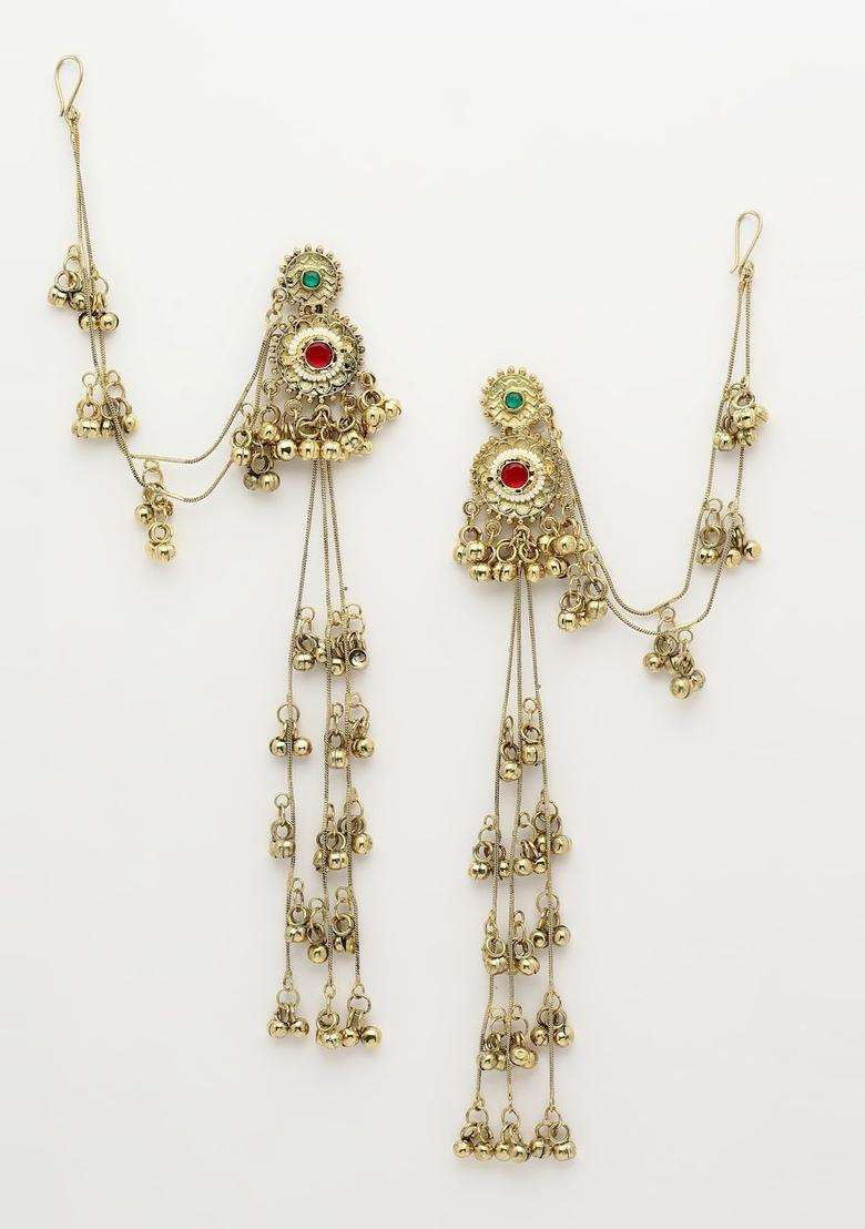 Gold-Plated Classic Drop Earrings with Crystal for Women | Traditional Ethnic Jewellery for Wedding & Festive Wear | Gift for Her - Indya